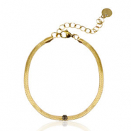 Bracciali in acciaio inossidabile catena serpente cristallo oro-nero