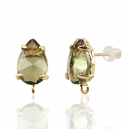 Orecchini con Cristalli con anellino goccia marrone-oro