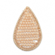 Pendente all'uncinetto con perline sfaccettate goccia rosa pesca