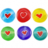 Perline Millefiori rondella cuore 8mm multicolore