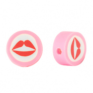 Perline di polimero kiss 10mm rosa-bianco rosso