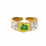 Anelli in acciaio inossidabile fiore oro-multicolore