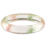 Braccialetti alla moda con fiori secchi rosa chiaro verde-oro