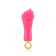 Pendenti in resina "Mano Fico" rosa neon-oro