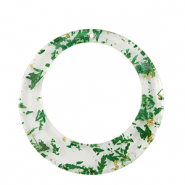 Pendenti in resina con fiorellini secchi 39mm verde-oro