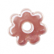 Perline di ceramica greca DQ fiore rosa magenta nebbia