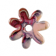 Perline di ceramica greca DQ fiore rosa-nero