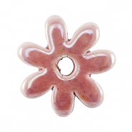 Perline di ceramica greca DQ fiore rosa magenta nebbia