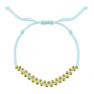 Braccialetti alla moda perline in acciaio inossidabile blu menta-oro