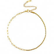 Cavigliere in acciaio inossidabile contorto & dritto oro