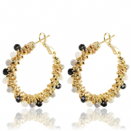 Orecchini in acciaio inossidabile sfacettate nero-grigio-bianco-oro