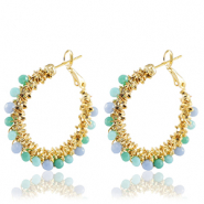 Orecchini in acciaio inossidabile sfacettate blu-oro