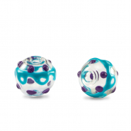Perline di vetro dipinte a mano 8mm trasparente-viola turchese