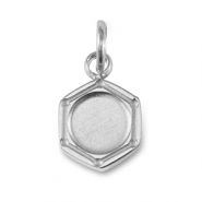 Ciondolo Pietra di Nascita con castone in acciaio inossidabile per SS16 fondo piatto argento