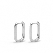 Componenti di metallo DQ Orecchini a cerchio ovale argento (privo di nichel)