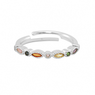 Metallo TQ in ottone anello zirconia argento-multicolore