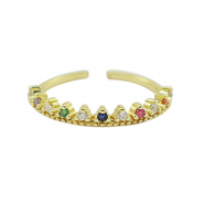 Metallo TQ in ottone anello zirconia oro-multicolore