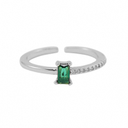 Metallo TQ in ottone anello zirconia argento-verde