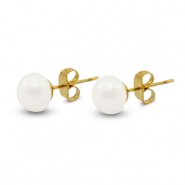 Orecchini in acciaio inossidabile perle 8mm oro-bianco perlato