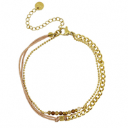 Bracciali in acciaio inossidabile doppio giro oro-marrone