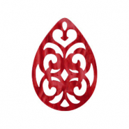 Pendenti in resina 38x27 mm a forma di goccia in stile barocco rosso peperoncino