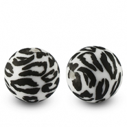 Perline di silicone 15mm leopardo bianco-nero