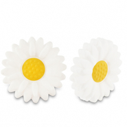 Perline di silicone fiore bianco-giallo