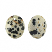Ciondoli in pietra naturale Dalmata ovale grigio beige-nero