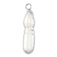 Perle di acqua dolce ciondolo tubo argento-bianco naturale