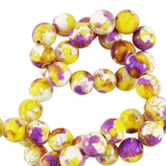 Perline di ceramica 8mm bianco-giallo viola