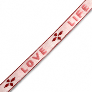 Nastro con testo "love life" rosa-rosso caldo