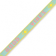 Nastro con testo "good vibes" turchese-rosa-giallo