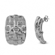 Orecchini in acciaio inossidabile rettangolo argento