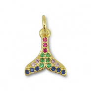 Metallo TQ in ottone ciondolo coda oro-multicolore