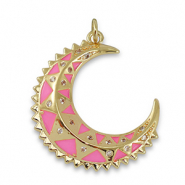 Metallo TQ in ottone ciondolo luna oro-rosa