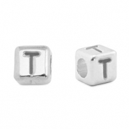 Perline alfabeto di metallo DQ T argento antico (privo di nichel)