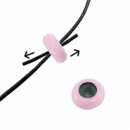 Chiusura con perline scorrevoli smalto 10x4mm rosa chiaro