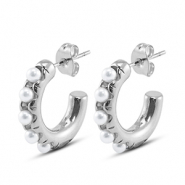 Orecchini in acciaio inossidabil con imitazione di perle argento