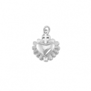 Metallo TQ in ottone ciondolo cuore con croce argento