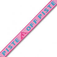Nastro con testo "Off piste" rosa chiaro-blu ciano-magenta