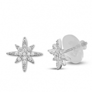 Metallo TQ in ottone orecchini zirconia stella argento