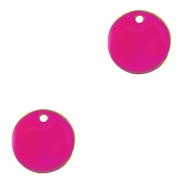 Ciondoli di metallo DQ 10mm oro-rosa fucsia neon (privo di nichel)