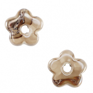 Perline di ceramica greca DQ fiore grigio beige