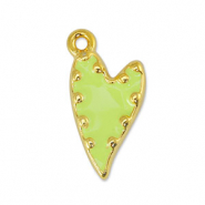 Ciondoli di metallo DQ cuore giallo lime-oro (privo di nichel)