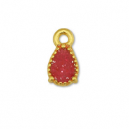 Ciondoli di metallo DQ forma di goccia oro-glitterato rosa rossa (privo di nichel)