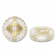 Perline in acrilico tonda con quadrato trasparente-oro