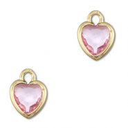 Pendenti di vetro Crystal Glass cuore rosa chiaro-oro