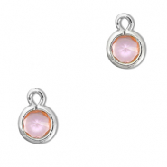 Pendenti di vetro Crystal Glass tonda rosa chiaro-argento