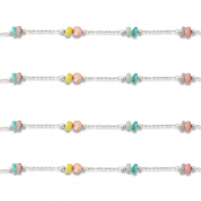 Componenti in acciaio inossidabile catena a rolò a dischetto argento-multicolore