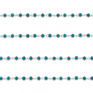 Componenti in acciaio inossidabile catena a rolò tonda argento-turchese blu